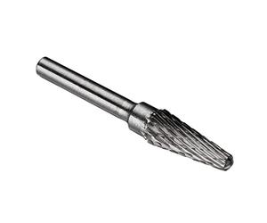 sourcing map Fraise Rotative Lime en carbure de tungstène à double coupe forme conique à 14 degré Tige de 6 mm et tête de diamètre 10 mm