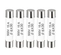 sourcing map Fusibles à Cartouche Tube en Céramique 15A 500V 6x30mm, Fusible à Coupure Rapide Rechange Remplacement pour Amplificateur Lampe à Économie Énergie Ballast, 5 Pièces