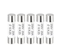 sourcing map Fusibles à Cartouche Tube en Céramique 20A 250V 6x25mm, Fusible à Coupure Rapide Rechange Remplacement pour Amplificateur Lampe à Économie Énergie Ballast, 5 Pièces