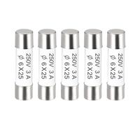 sourcing map Fusibles à Cartouche Tube en Céramique 3A 250V 6x25mm, Fusible à Coupure Rapide Rechange Remplacement pour Amplificateur Lampe à Économie Énergie Ballast, 5 Pièces