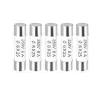 sourcing map Fusibles à Cartouche Tube en Céramique 6A 250V 6x25mm, Fusible à Coupure Rapide Rechange Remplacement pour Amplificateur Lampe à Économie Énergie Ballast, 5 Pièces