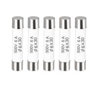 sourcing map Fusibles à Cartouche Tube en Céramique 6A 500V 6x30mm, Fusible à Coupure Rapide Rechange Remplacement pour Amplificateur Lampe à Économie Énergie Ballast, 5 Pièces
