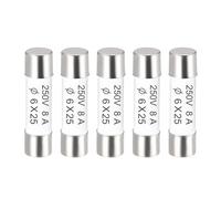 sourcing map Fusibles à Cartouche Tube en Céramique 8A 250V 6x25mm, Fusible à Coupure Rapide Rechange Remplacement pour Amplificateur Lampe à Économie Énergie Ballast, 5 Pièces
