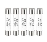 sourcing map Fusibles à Cartouche Tube en Céramique 8A 500V 6x30mm, Fusible à Coupure Rapide Rechange Remplacement pour Amplificateur Lampe à Économie Énergie Ballast, 5 Pièces