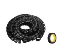 sourcing map Gaine de gestion de câbles en spirale de 3 m, 40 mm, isolation en polypropylène pour câble d'ordinateur, câble d'alimentation, tuyau de gaz, noir avec ruban adhésif