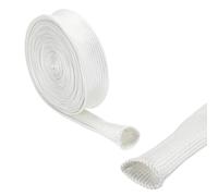 sourcing map Gaine Isolation Tresse 16.4Pied-4mm Haute Température Fibre Verre Manchon Blanc