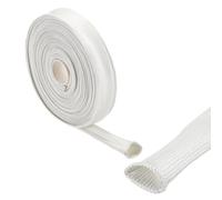 sourcing map Gaine Isolation Tresse 33Pied-3mm Haute Température Fibre Verre Manchon Blanc