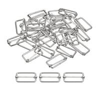sourcing map Glissières Boucles, 30pcs 32x16x2.8mm Métal Rectangle Ajusteur Triglides Glisser Boucle Rouleau Stylo Boucles Glisseur Courroie Ajusteur pour Ceinture Sac, Argenté Tone