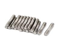 sourcing map Goujon Double Extrémité Filetage Vis Dents Tige 304 Inox Acier M8 x 40mm Argenté 20Pcs