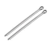 sourcing map Goupille Fendue - 5mm x 100mm 304 Inox Acier 2-Pinces Argenté Attache Clip Clé 2Pcs