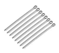 sourcing map Goupille Fendue - 5mm x 100mm 304 Inox Acier 2-Pinces Argenté Attache Clip Clé 8Pcs