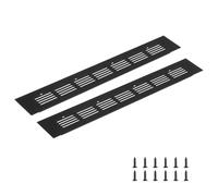 sourcing map Grille d'aération rectangulaire en alliage d'aluminium avec vis de montage pour armoire à chaussures (300 x 50 mm, noir)