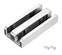 sourcing map Guide de bas de porte de douche coulissante pour porte de douche en verre sans cadre de 1,27 cm, 50 mm d'épaisseur, réglable avec vis, argenté