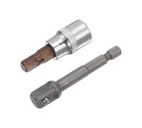 sourcing map H7 Hex Embout Prise, 3/8" Carré Embout CR-V Prises, S2 Acier Embout 1.89" Longueur avec Tige Hexagonale Alimentation Perceuse Adaptateur