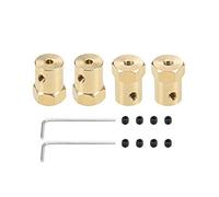 sourcing map Hexagonal Coupleur 3mm Alésage Moteur Hexagonal Laiton Arbre Connecteur Couplage pour Voiture Roues Pneus Arbre Moteur 4Pcs