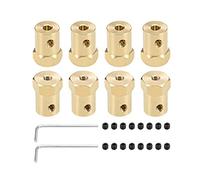 sourcing map Hexagonal Coupleur 4mm Alésage Moteur Hexagonal Laiton Arbre Couplage Flexible Connecteur pour Voiture Roues Pneus Arbre Moteur 8Pcs