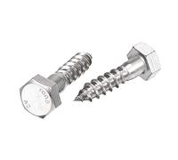 sourcing map Hexagonal Tire-fond M10 x 40mm 304 Inox Acier Demi-fil Autotaraudeuse Boulons pour Bois Vis 10Pcs