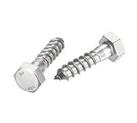 sourcing map Hexagonal Tire-fond M12 x 50mm 304 Inox Acier Demi-fil Autotaraudeuse Boulons pour Bois Vis 5Pcs