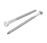 sourcing map Hexagonal Tire-fond M6 x 100mm 304 Inox Acier Demi-fil Autotaraudeuse Boulons pour Bois Vis 10Pcs