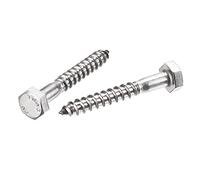 sourcing map Hexagonal Tire-fond M6 x 45mm 304 Inox Acier Demi-fil Autotaraudeuse Boulons pour Bois Vis 10Pcs
