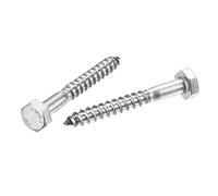 sourcing map Hexagonal Tire-fond M6 x 50mm 304 Inox Acier Demi-fil Autotaraudeuse Boulons pour Bois Vis 10Pcs