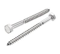 sourcing map Hexagonal Tire-fond M6 x 80mm 304 Inox Acier Demi-fil Autotaraudeuse Boulons pour Bois Vis 10Pcs