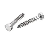 sourcing map Hexagonal Tire-fond M8 x 50mm 304 Inox Acier Demi-fil Autotaraudeuse Boulons pour Bois Vis 10Pcs