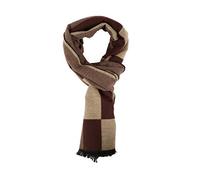 sourcing map Hommes à la mode Rectangle-Longues écharpes tricotées chaud hiver doux Wrap châle Beige foncé + marron 70 7/8 x 12 5/8 inches