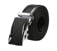 sourcing map Hommes Boucle automatique à cliquet Robe de grande entreprise Largeur de ceinture en cuir 1 3/8" Noir-8 58 5/8-61 3/8inches/ 160cm