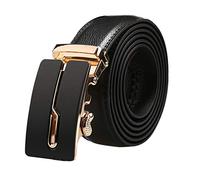 sourcing map Hommes Boucle automatique à cliquet Robe de grande entreprise Largeur de ceinture en cuir 1 3/8" Noir-1 58 5/8-61 3/8inches/ 160cm
