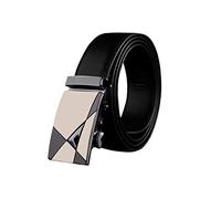 sourcing map Hommes boucle automatique Ceinture à cliquet PU cousu Sans trou interne Noir-4 115cm: Taille 34-36 pouces