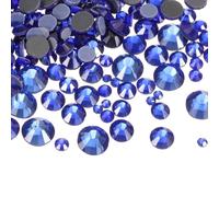 sourcing map Hotfix Lot de 1450 strass 2 mm à 5 mm 5 tailles Bleu foncé | SS6-SS20 Ensemble de pierres en cristal à dos plat, sac transparent, kit de nail art, artisanat, décoration de vêtements