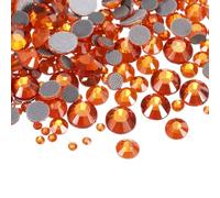 sourcing map Hotfix Lot de 1450 strass Orange 2 mm-5 mm 5 tailles | SS6-SS20 Ensemble de pierres en cristal à dos plat, sac transparent, kit de nail art, artisanat, décoration de vêtements