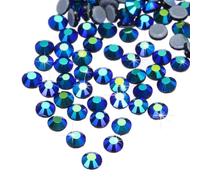 sourcing map Hotfix SS16 Lot de 1 440 strass à dos plat en verre de cristal pour loisirs créatifs, décoration de vêtements (SS16, 4 mm, bleu marine)