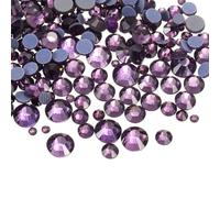 sourcing map Hotfix SS6-SS30 Lot de 1 450 strass en verre de cristal à dos plat avec sac transparent pour loisirs créatifs et décoration des ongles Violet pâle 5 tailles