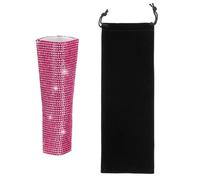 sourcing map Housse de poignée de microphone rose en strass pour la plupart des microphones à fil universel, micro non inclus (avec sac noir)