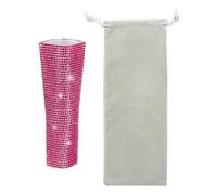 sourcing map Housse de poignée de microphone rose en strass pour la plupart des microphones à fil universel, micro non inclus (avec sac gris)