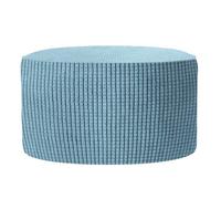 sourcing map Housse de pouf ronde en jacquard avec élastique en bas pour 60 à 73 cm de diamètre, housse de tabouret extensible pour protection de meubles, bleu poudré