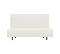 sourcing map Housse de protection extensible en polyester pour canapé sans accoudoirs pour salon, longueur de 155 à 185 cm, crème