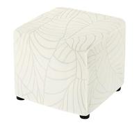 sourcing map Housse de repose-pieds extensible avec motif de feuilles avec protection élastique de repose-pieds pour salon, chambre à coucher, longueur 33 à 45,7 cm, crème