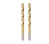 sourcing map HSS Droit Tige Foret Hélicoïdal Mèche 6.3mm Entièrement Sol Titane Recouvert 2 Pcs