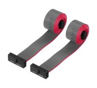 sourcing map IDC Lot de 2 câbles plats plats 14 broches, pas de 1,27 mm, connecteur FC vers FC, 30 cm de long, gris pour ordinateur, écran LED, DVD