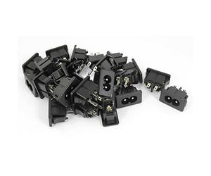 sourcing map IEC 320-C8 Mâle Connecteur Snap-in PCB Courbé Adaptateur AC 250V 2.5A 25pcs