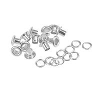 sourcing map Œillets Œillets avec Rondelles Trousse 10 x 5 x 7mm Alliage Œillet pour Bricolage or Artisanat Projets Argenté 200 Ensemble