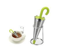 sourcing map Infuseur à thé parapluie en acier inoxydable avec poignée en silicone réutilisable à pores fins pour tasses à thé, théières, tasses, vert gazon