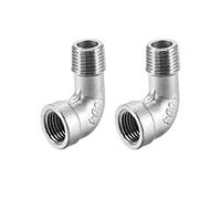 sourcing map Inox Acier 304 Coulé Tube Raccords 90 Degré Coude 1/4 BSPT Femelle x 1/4 BSPT Mâle Filetage 2Pcs