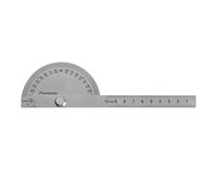 sourcing map Inox Acier Angle Rapporteur 0-180 Degrés Rond Tête Chercheur Mesure Règle Général Outil avec 10cm/3.94" Bras pour Travail Bois