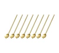 sourcing map Inox Acier Cuillère Pailles, 8Pcs 7.3" Réutilisable Métal Long Poignée Paille Cuillère Coeur Forme Boire Pailles pour Milkshake Boissons Cocktail, Doré