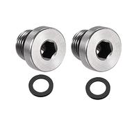 sourcing map Inoxydable Acier Interne Hexagonal Tête M10 Tuyau Raccord Bouchon avec Bague étanchéité pour Terminaisons Tuyaux 2Pcs