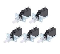 sourcing map Interrupteur bouton-poussoir 5A 250V 2broche 1Position Verrouillage automatique blanc 5pcs